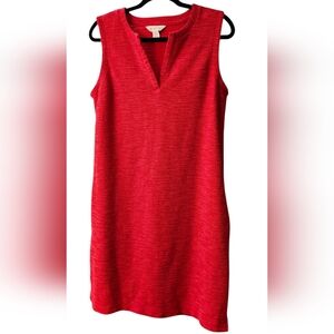 CLOSET CLEAROUT Liz Claiborne Red Midi Dress with Pockets, V Neck Dress, Medium